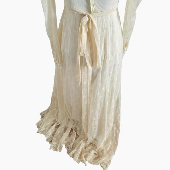 Vintage Gunne Sax by Jessica San Francisco Lace Dress Creme Ivory Woman XXS Fit - Picture 6 of 16